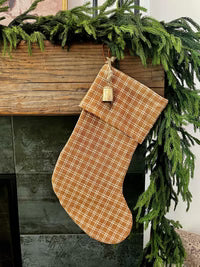 Christmas Stocking "Fold Over" Camel Plaid