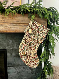 Christmas Stocking "Fold Over" Evergreen Floral