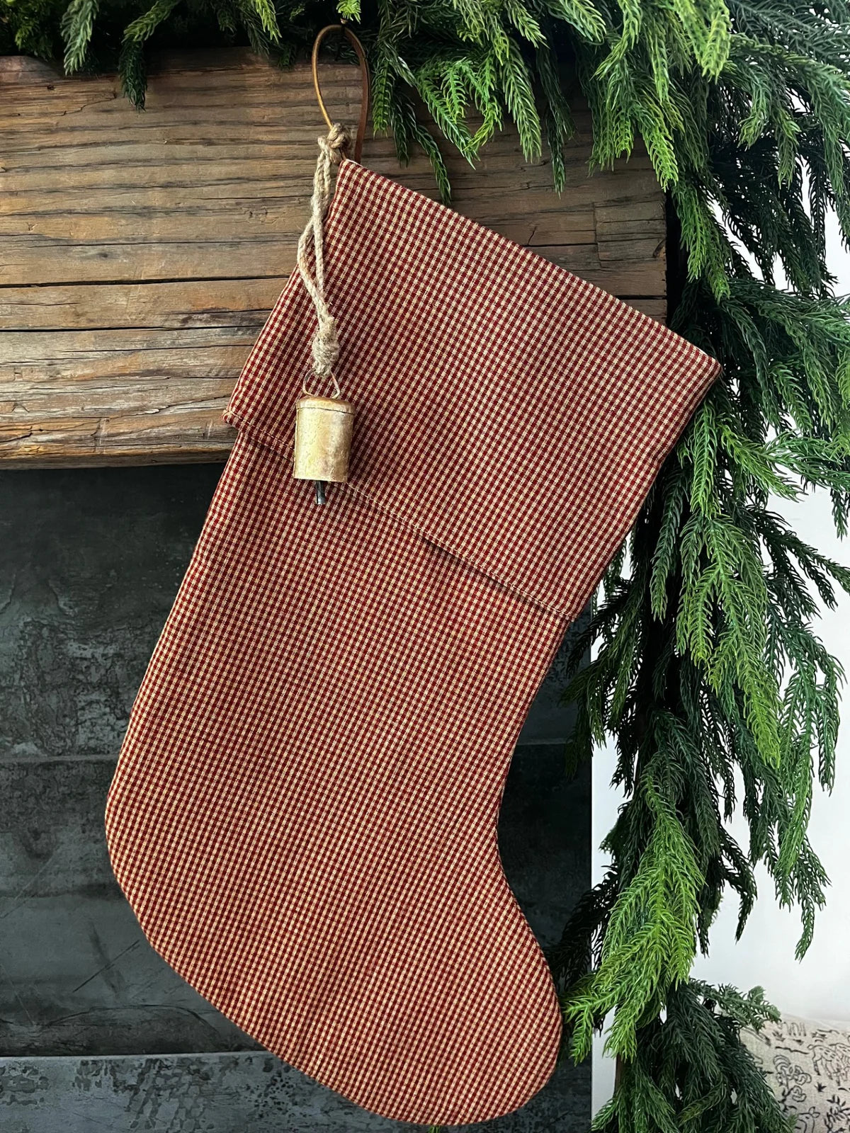 Christmas Stocking "Fold Over" Mini Red Plaid
