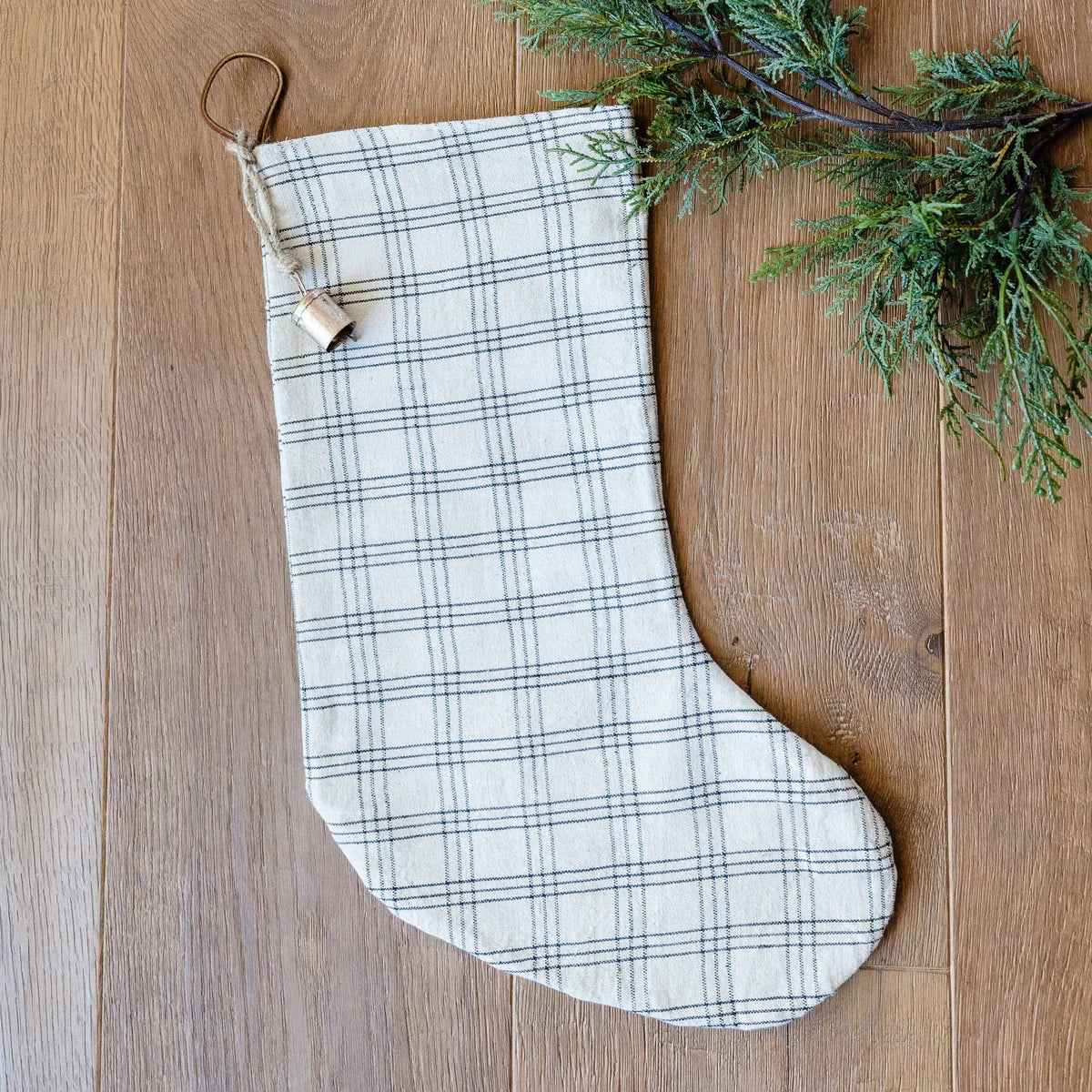 Christmas Stocking Black White Plaid