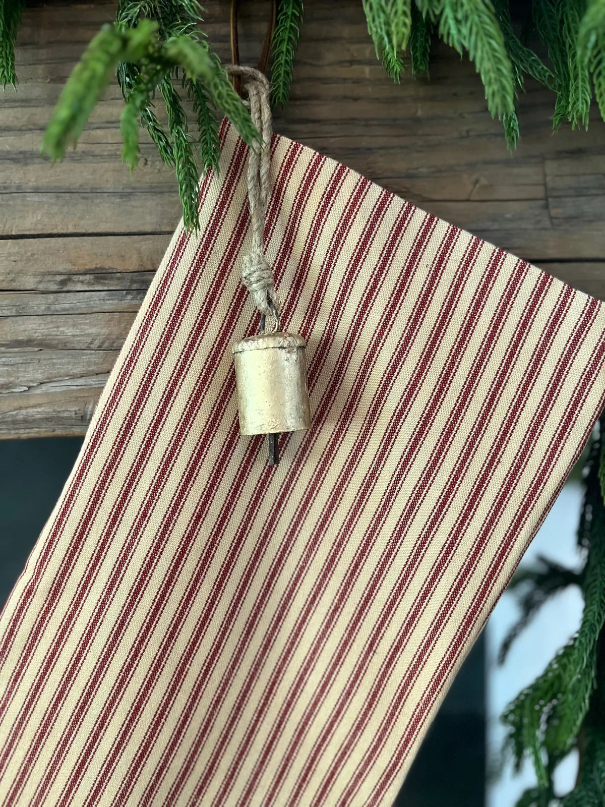 Christmas Stocking Red and Tan Stripe