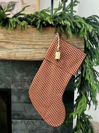 Christmas Stocking "Fold Over" Red Check Plaid
