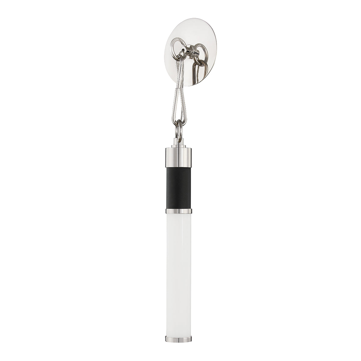 Huntington Polished Nickel & Soft Black LED Sconce with Milk Glass Tube