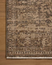 Close-up of a patterned rug on a wooden floor