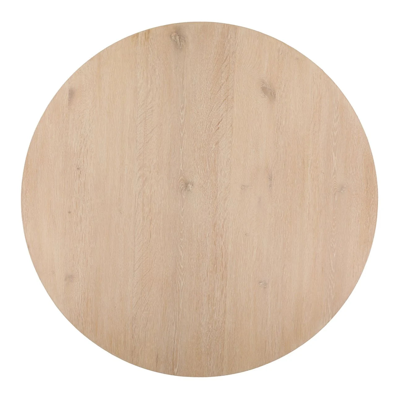Round light oak wood tabletop top view with visible grain