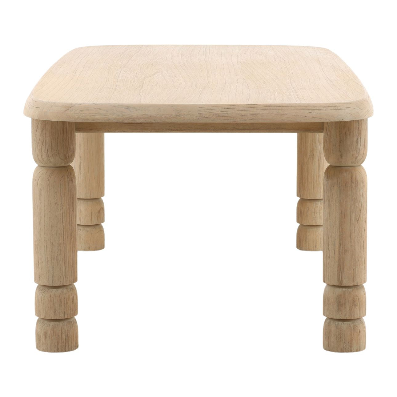 Wooden table with a simple design on a white background