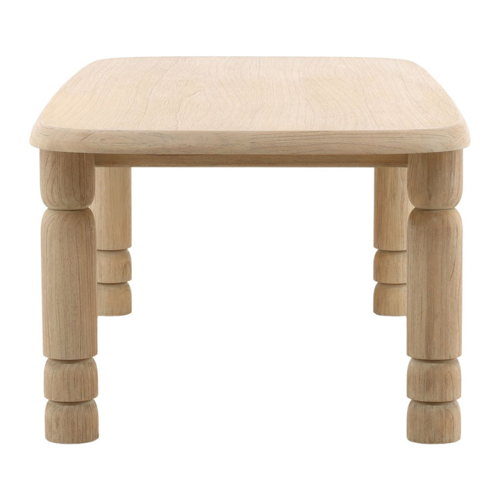 Wooden table with a simple design on a white background