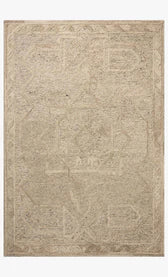 Beige area rug with subtle pattern on a white background
