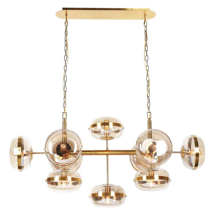Gold globe chandelier with clear glass shades, modern sputnik pendant light for dining room