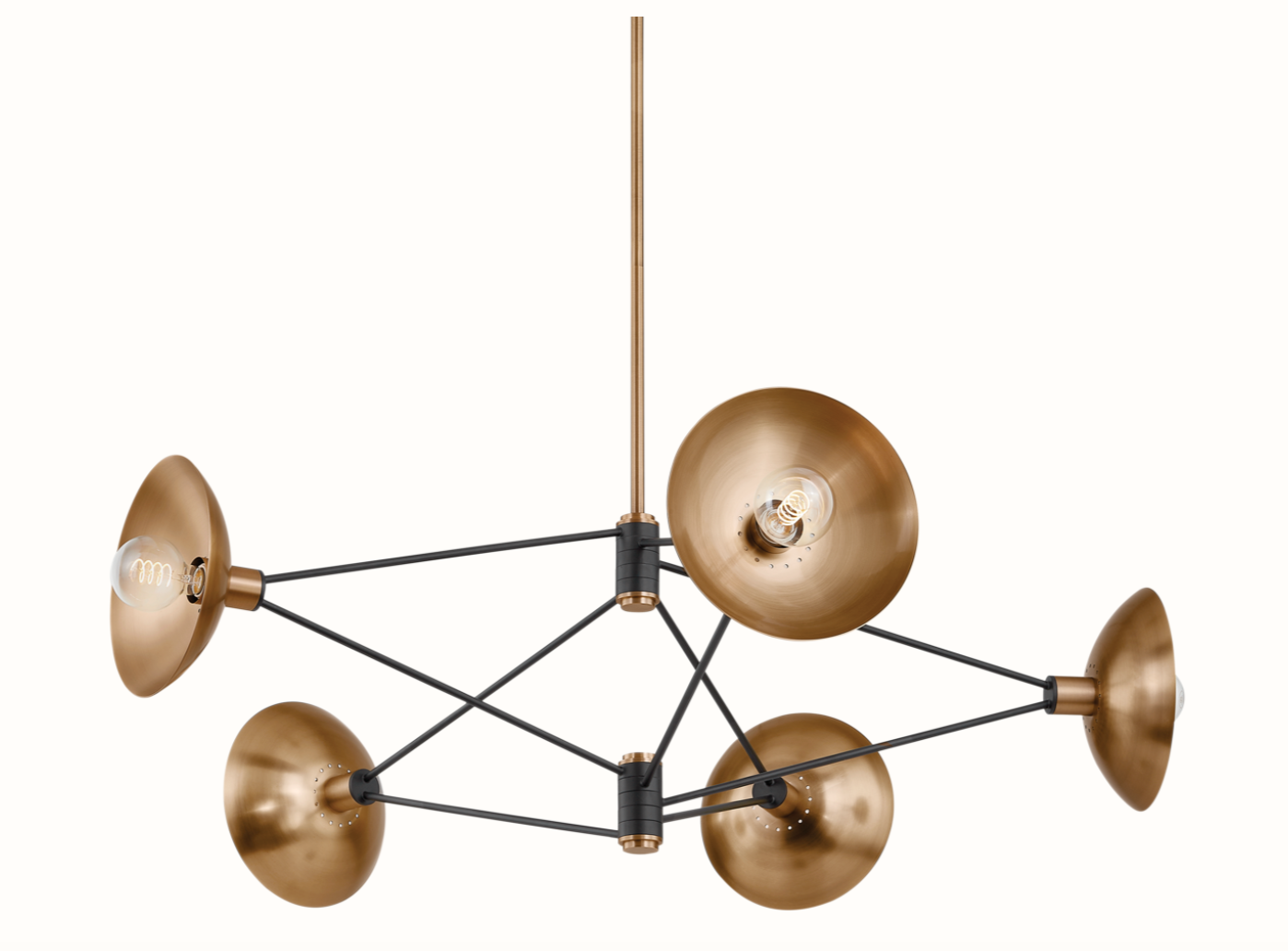 Axel 5-Light 50 Inch Patina Brass & Soft Black Chandelier