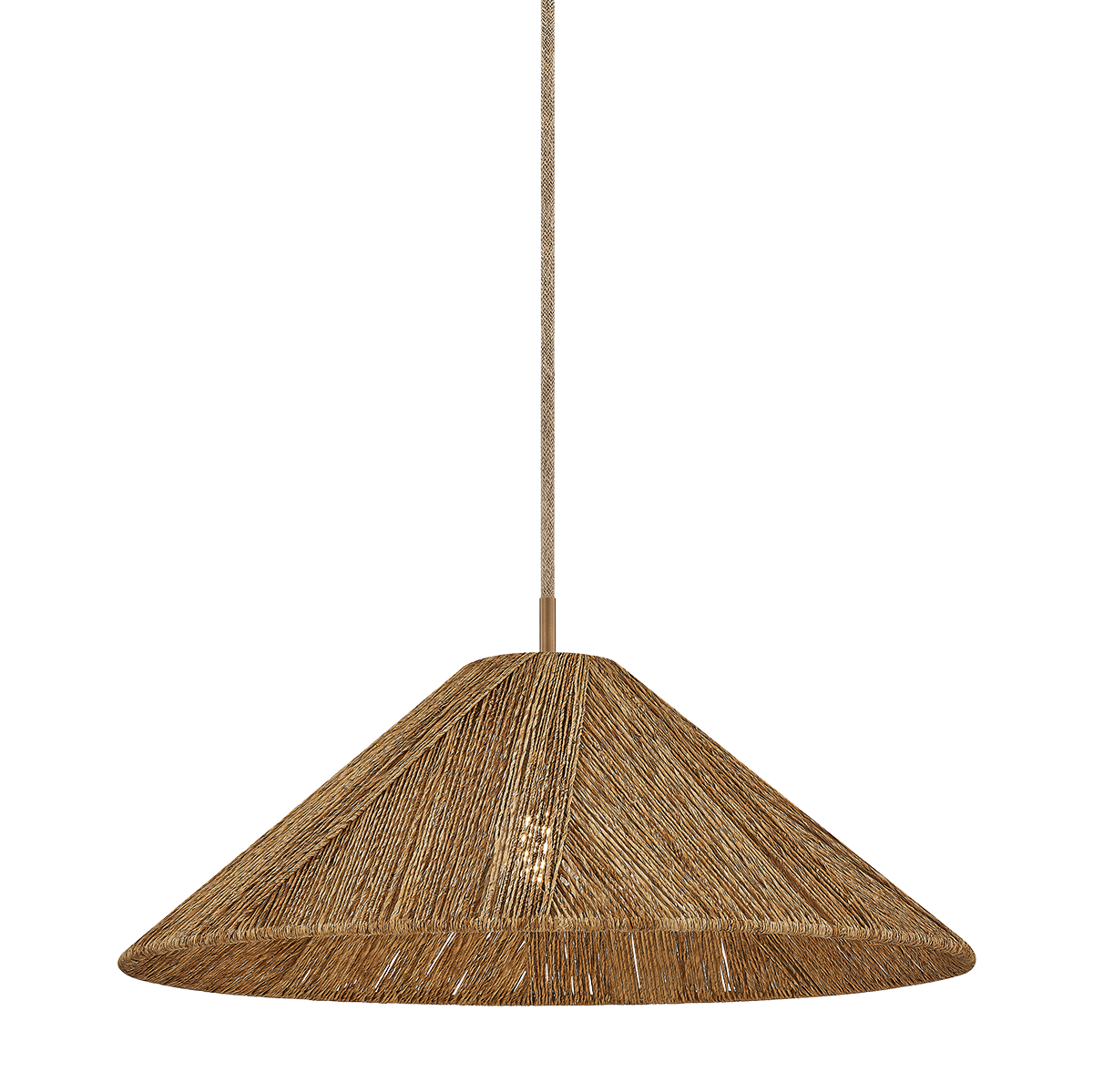 Textured pendant light on a white background