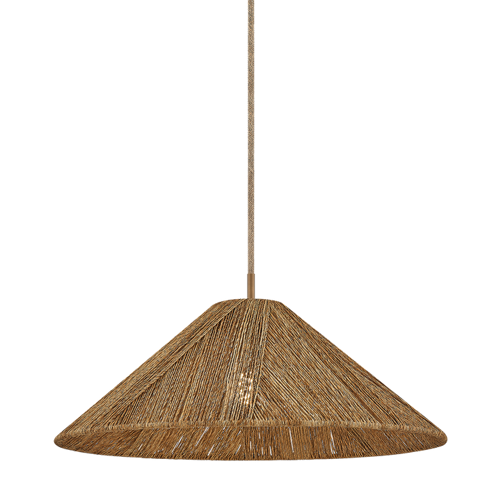 Textured pendant light on a white background