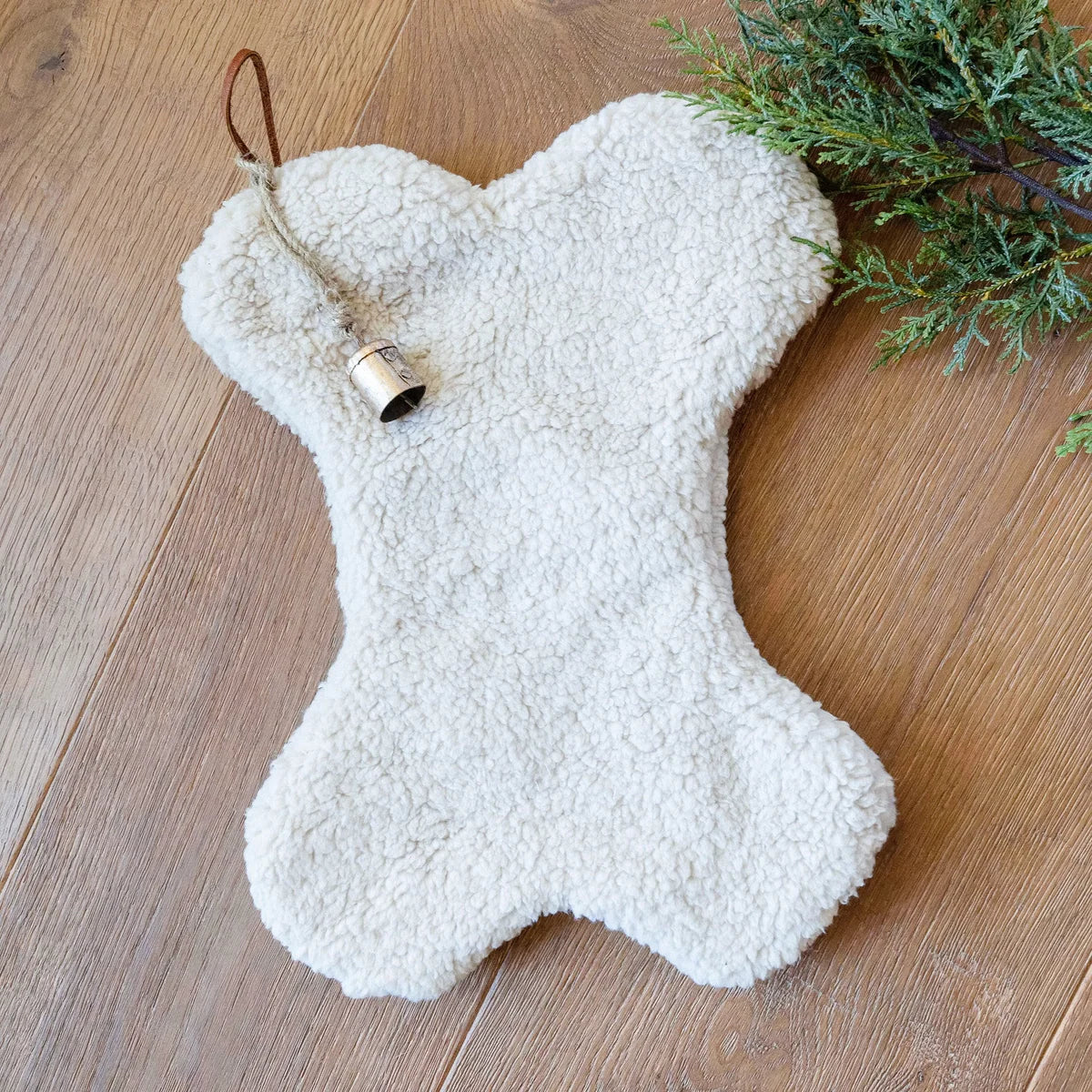 Christmas Stocking Sherpa Dog Bone Cream