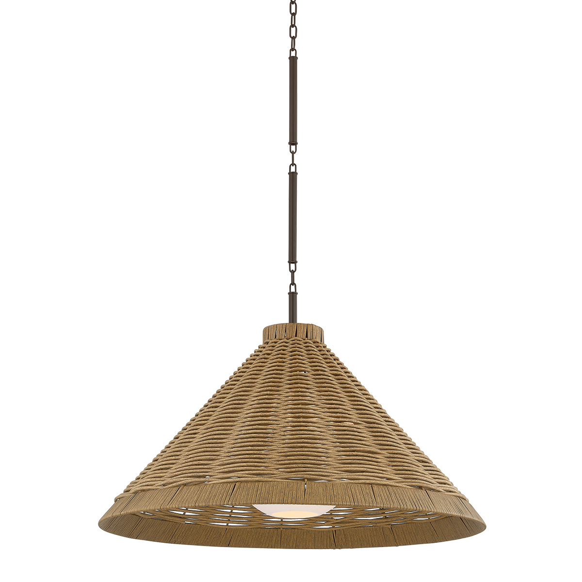 Wicker pendant light on a white background