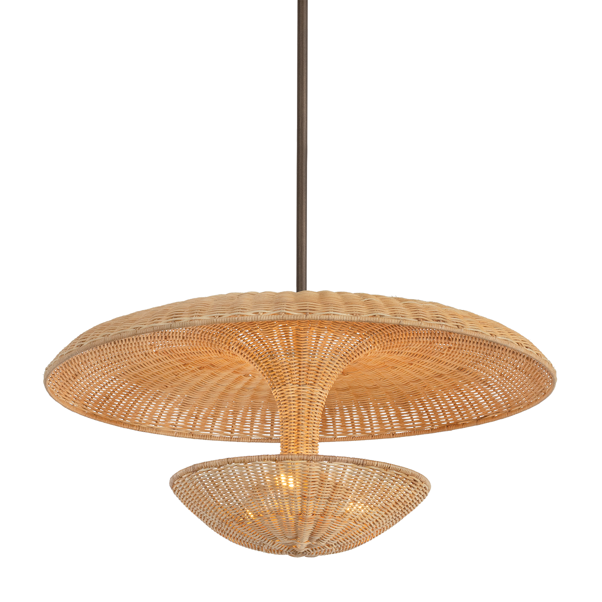 Wicker pendant light on a white background