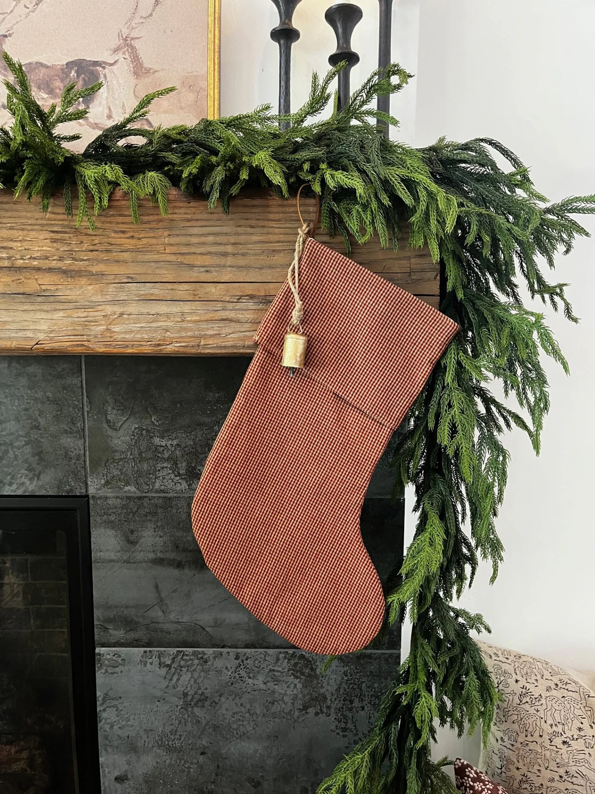 Christmas Stocking "Fold Over" Mini Red Plaid