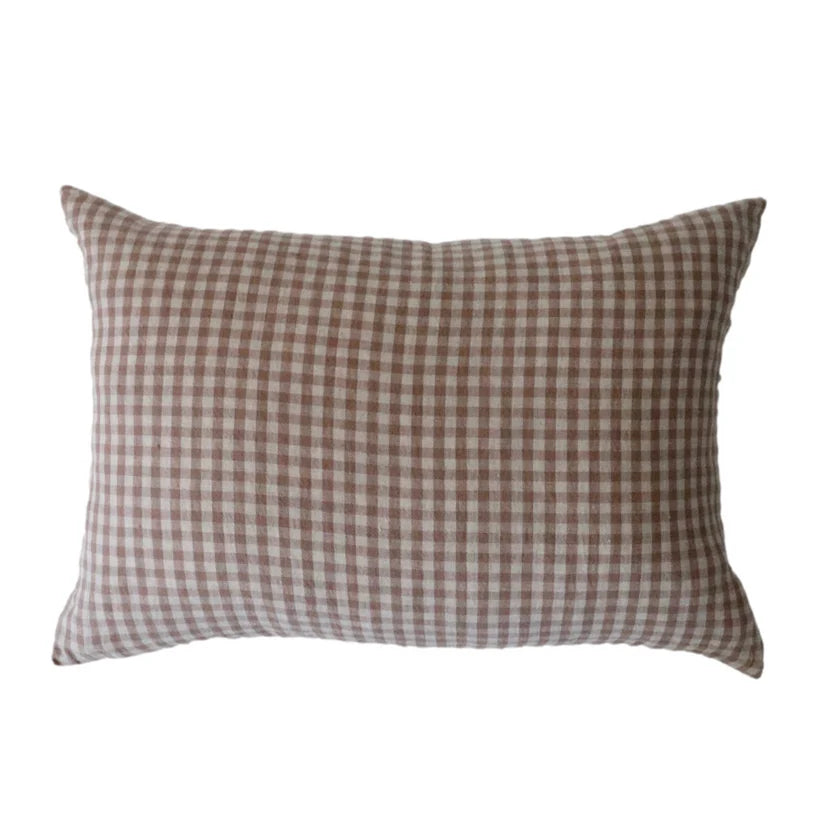 Gingham Tan Pillow Cover