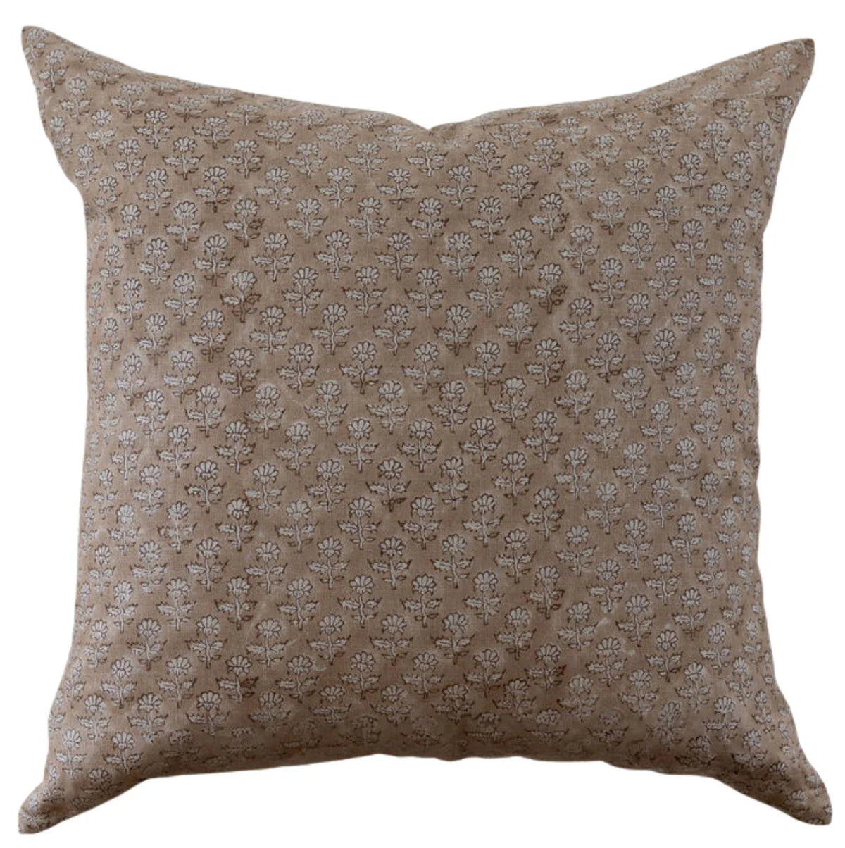 Decorative pillow with a subtle pattern on a beige background