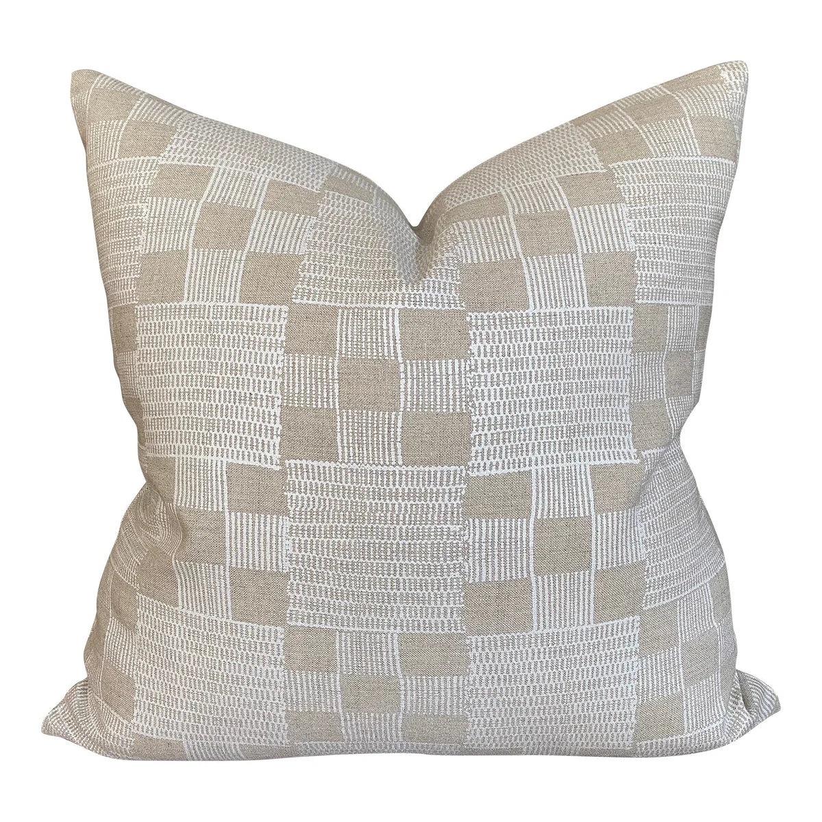 Decorative pillow with a geometric pattern on a white background