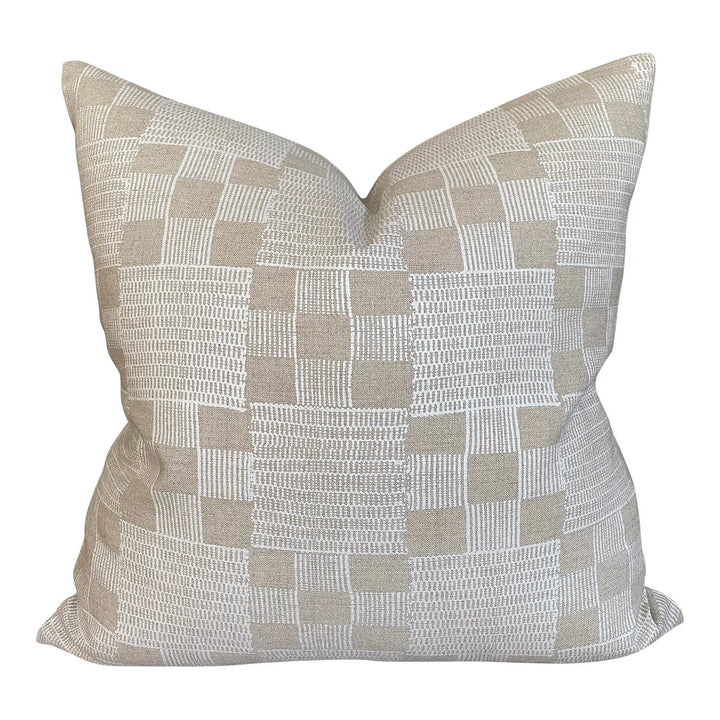Decorative pillow with a geometric pattern on a white background