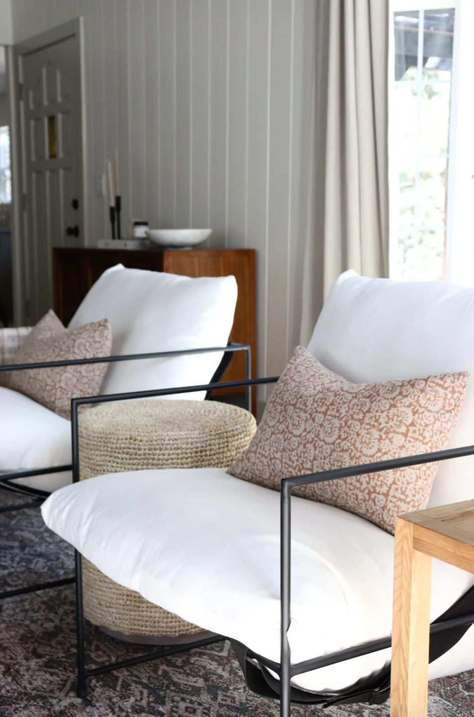 Archie Pillow Cover with sofa set. White background, original photo 